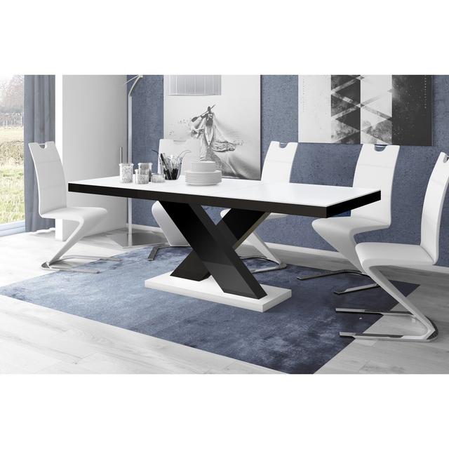 Abingdon Extendable Dining Table Ivy Bronx Colour: White/High-gloss black on Productcaster.