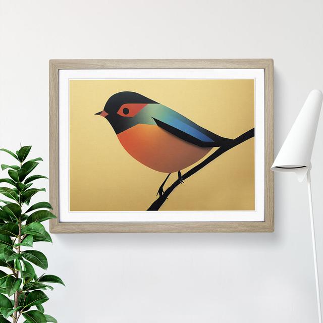 Enthralling Robin Bird - Picture Frame Painting Marlow Home Co. Size: 25cm H x 34cm W x 2cm D, Frame Colour: Oak on Productcaster.