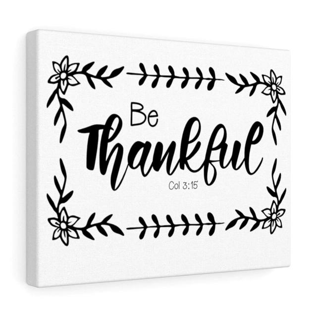 Be Thankful Col 3:15 - Wrapped Canvas Typography Blue Elephant on Productcaster.