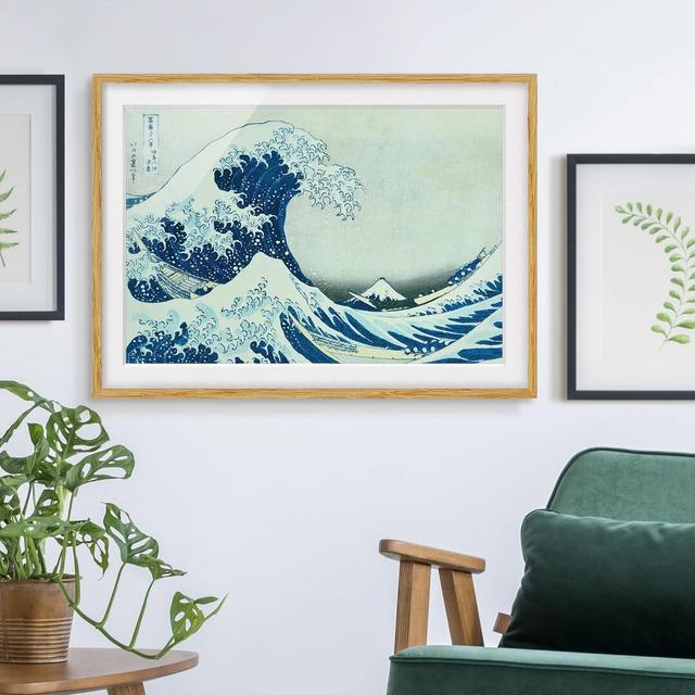 Picture With Frame - Katsushika Hokusai - The Great Wave Of Kanagawa - Landscape 3:4 Highland Dunes Frame Option: Brown Framed, Size: 50cm H x 70cm W on Productcaster.