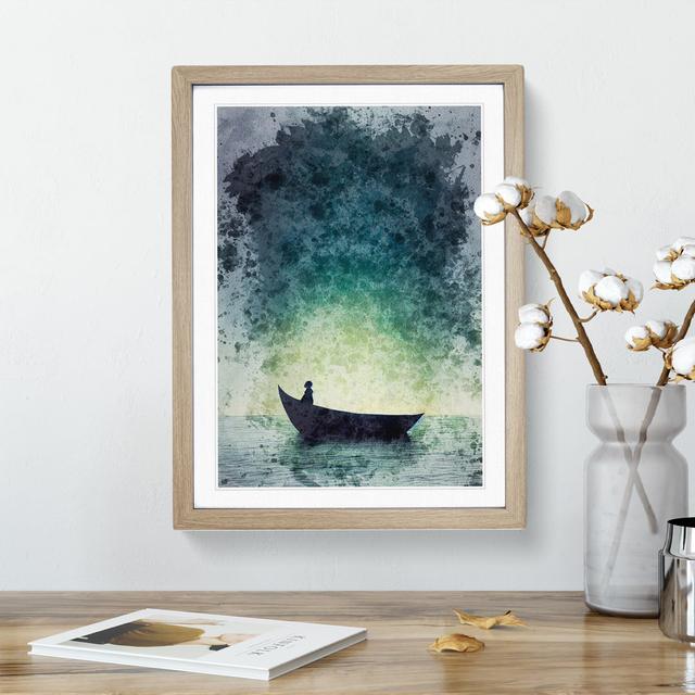 Alone in a Boat - Picture Frame Painting Breakwater Bay Size: 46cm H x 34cm W x 2cm D, Frame Colour: Oak Framed on Productcaster.