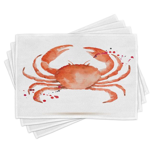 Place Mats Set of 4, Sea Animals Theme Crabs, Vermilion (Set of 4) East Urban Home on Productcaster.