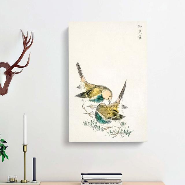 Japanese Great Tit Birds by Numata Kashu - Wrapped Canvas Painting Print East Urban Home Size: 91cm H x 60cm W x 3cm D on Productcaster.