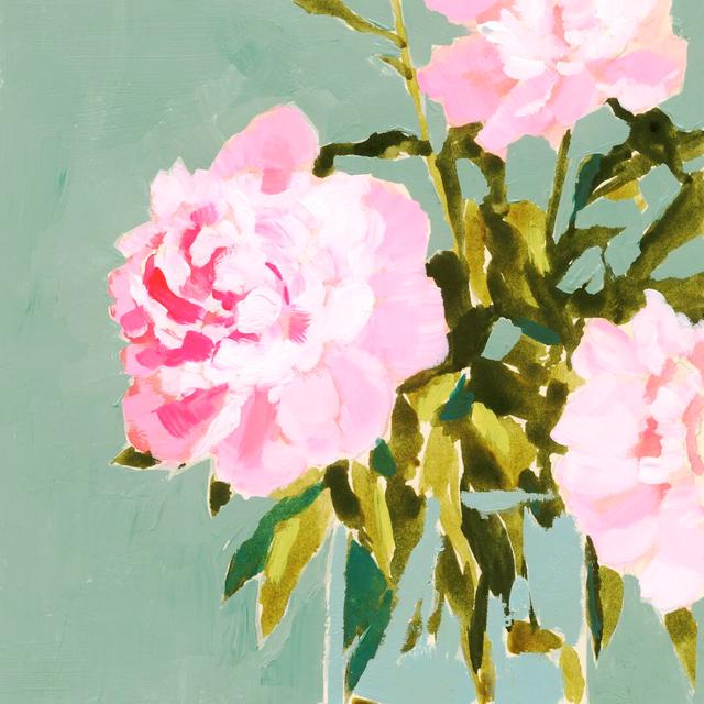 Popping Peonies IV by Victoria Barnes - Wrapped Canvas Painting Print Rosalind Wheeler Size: 76cm H x 76cm W on Productcaster.