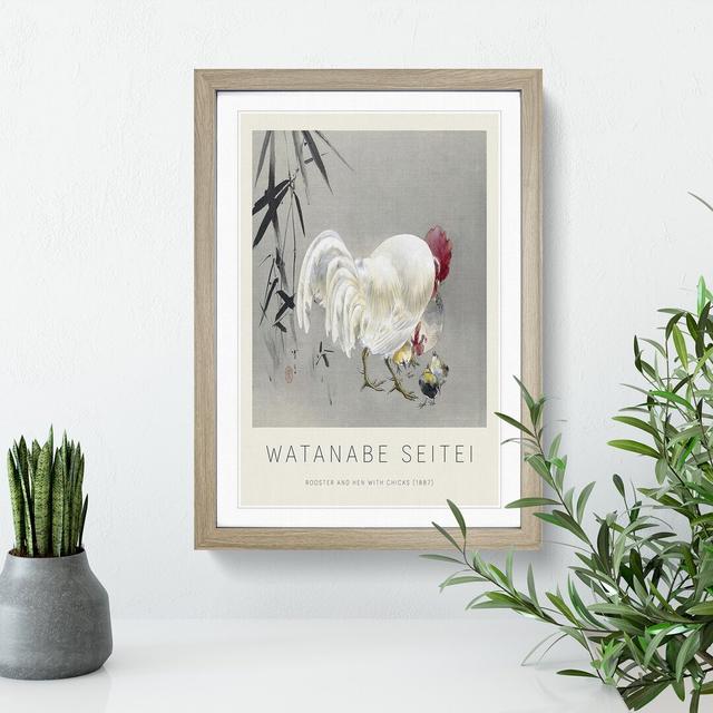 Rooster & Hen with Chicks by Watanabe Seitei - Picture Frame Graphic Art East Urban Home Size: 48cm H x 36cm W x 2cm D on Productcaster.