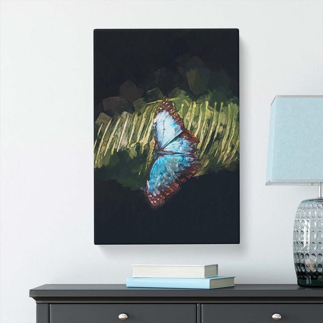 Blue Butterfly in Abstract - Wrapped Canvas Graphic Art Print East Urban Home Size: 76cm H x 50cm W x 3cm D on Productcaster.