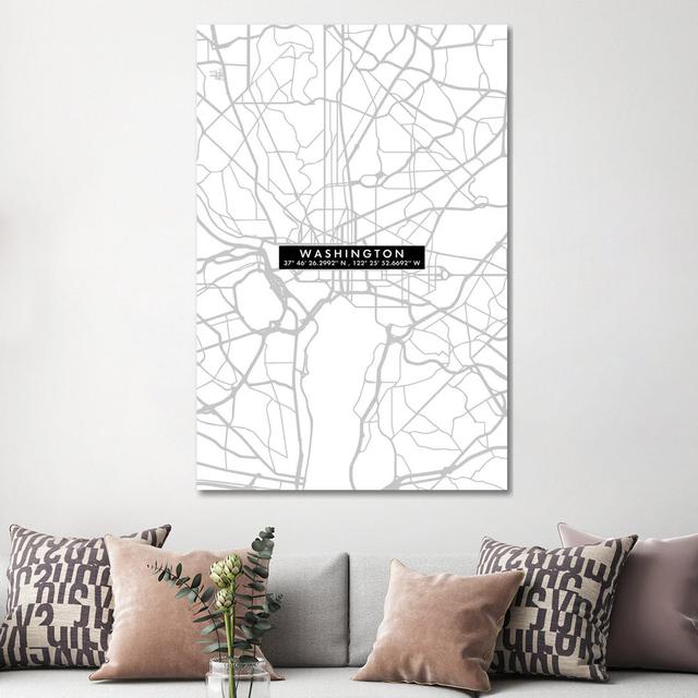 Washington Citymapminimal - Wrapped Canvas Print Williston Forge Size: 152.4cm H x 101.6cm W on Productcaster.