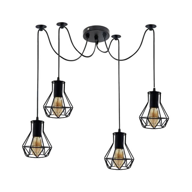 Caylin 4-Light Cluster Geometric Pendant Crystal Borough Wharf Bulb Included: Yes on Productcaster.