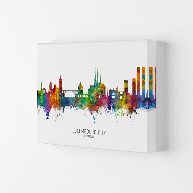 Luxembourg City Skyline by Michael Tompsett - Graphic Art Latitude Run Format: Wrapped Canvas, Size: 59.4cm H x 84cm W x 4cm D on Productcaster.