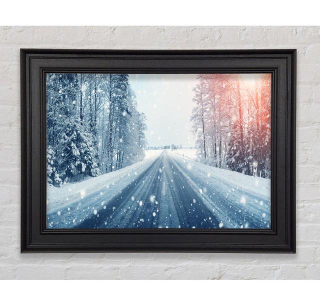 Icy British Roads Ebern Designs Size: 42cm H x 59.7cm W x 8cm D, Format: Silver Black Framed Paper on Productcaster.