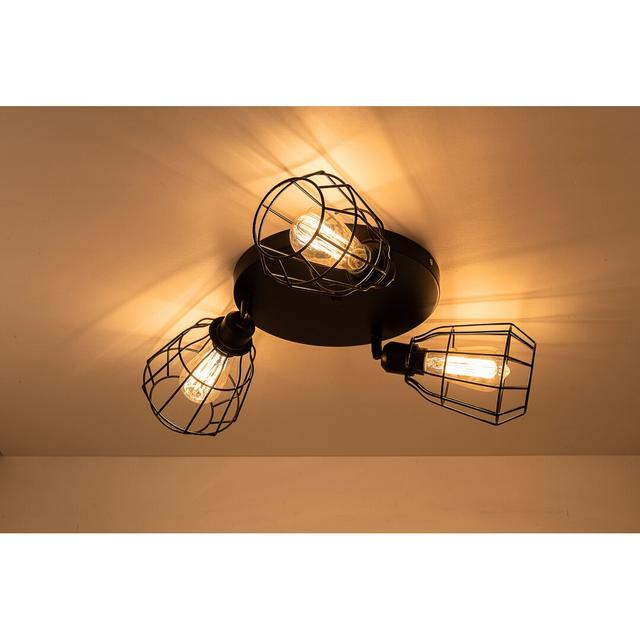 3-Light Caged Semi Flush Mount in Black with Black Shade by Latitude Run on Productcaster.