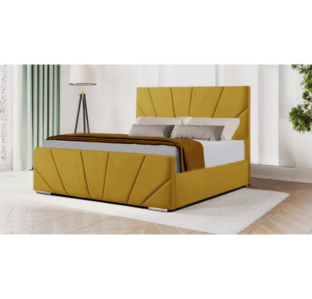 Damion Upholstered Bed Canora Grey Size: Super King (6'), Colour: Yellow Mustard on Productcaster.