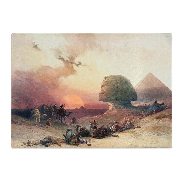 Tempered Glass Sunset by the Great Sphinx Pyramids of Giza by David Roberts Chopping Board East Urban Home Size: 28.5 cm x 20 cm on Productcaster.