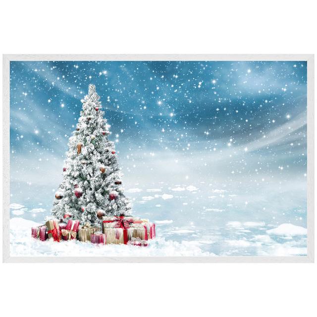 Evening Village Winter Landscape Picture Frame The Seasonal Aisle Size: 41cm H x 61cm W x 4cm D, Frame Colour: White on Productcaster.