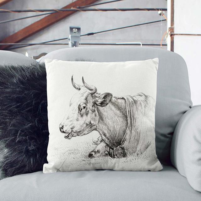 A Resting Cow by Jean Bernard Cushion with Filling East Urban Home Size: 55 x 55 cm, Backing Colour: Stone on Productcaster.