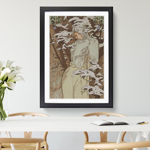 Winter by Alphonse Mucha - Picture Frame Painting East Urban Home Size: 65cm H x 48cm W x 2cm D, Frame Option: Black Framed on Productcaster.