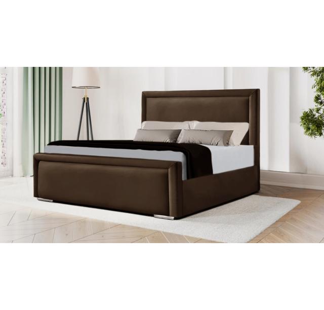 Cihat Upholstered Bed Frame Ivy Bronx Size: Double (4'6), Colour: Brown on Productcaster.