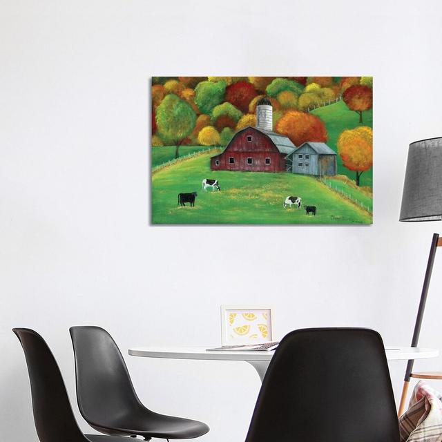 Colors of Autumn Barnyard by Cheryl Bartley - Graphic Art Print on Canvas August Grove Size: 66.04cm H x 101.6cm W x 3.81cm D, Format: Wrapped Canvas on Productcaster.