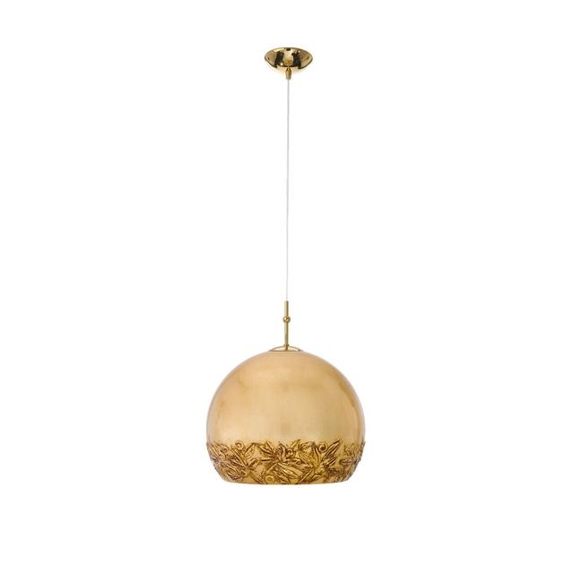 Luna 1 - Light Globe Pendant Kolarz Size: 200cm H x 30cm W x 30cm D, Frame Colour: 24-carat gold, Shade Colour: Light gold/Dark gold on Productcaster.