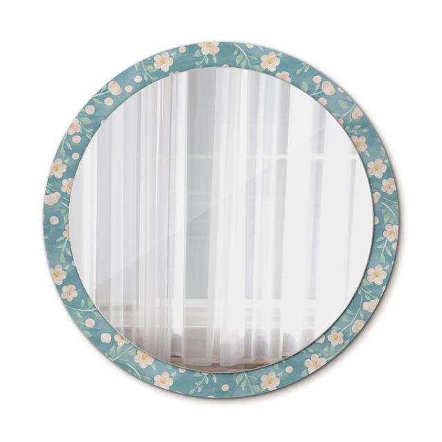 Huldar Round Glass Framed Wall Mounted Accent Mirror in Blue/White East Urban Home on Productcaster.