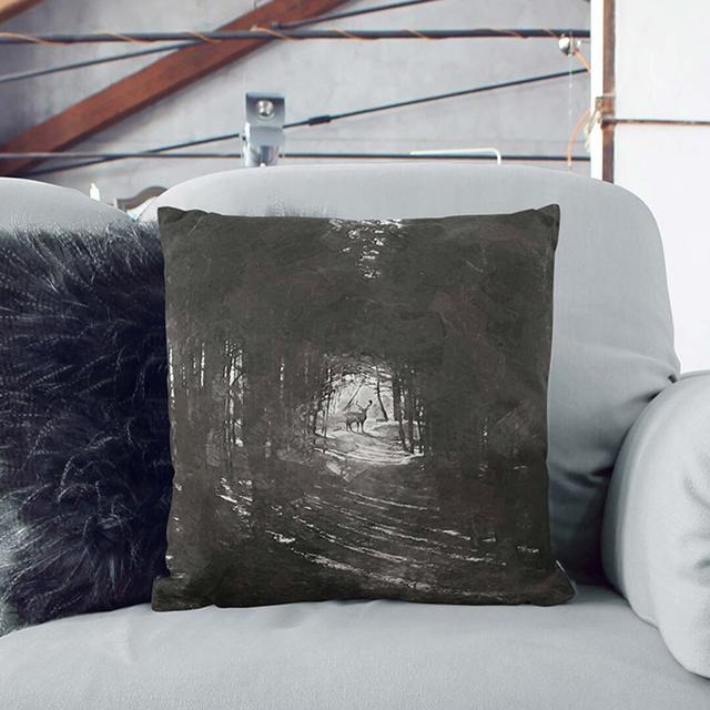 Deer Stag Within The Forest In Abstract Square Throw Cushion East Urban Home Backing Colour: Black, Size: 55cm H x 55cm W x 20cm D on Productcaster.