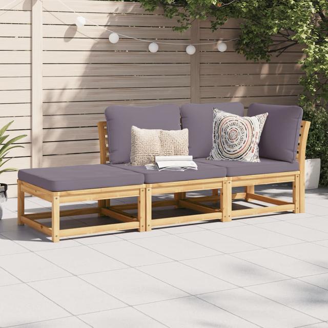 Vidaxl 3-Tlg. Garten-Lounge-Set Mit Kissen Massivholz Akazie Marlow Home Co. Farbe (Stoff): Grau on Productcaster.