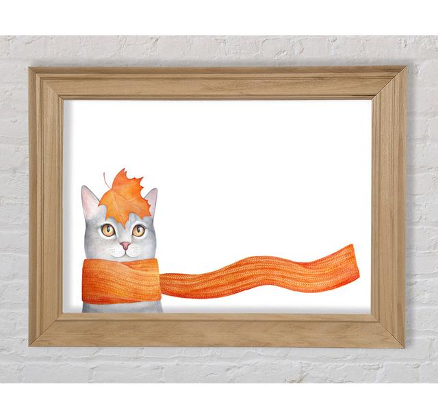 Katze mit orangefarbenem Schal - Bilderrahmen Kunstdrucke Bright Star Größe: 100 cm H x 141,4 cm B on Productcaster.