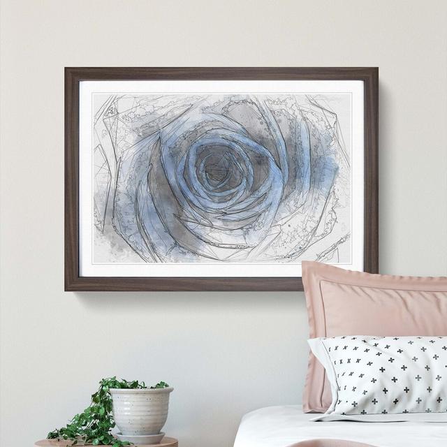 Pretty Blue Rose in Abstract - Picture Frame Graphic Art Print East Urban Home Frame Option: Walnut, Size: 50cm H x 76cm W x 2cm D on Productcaster.