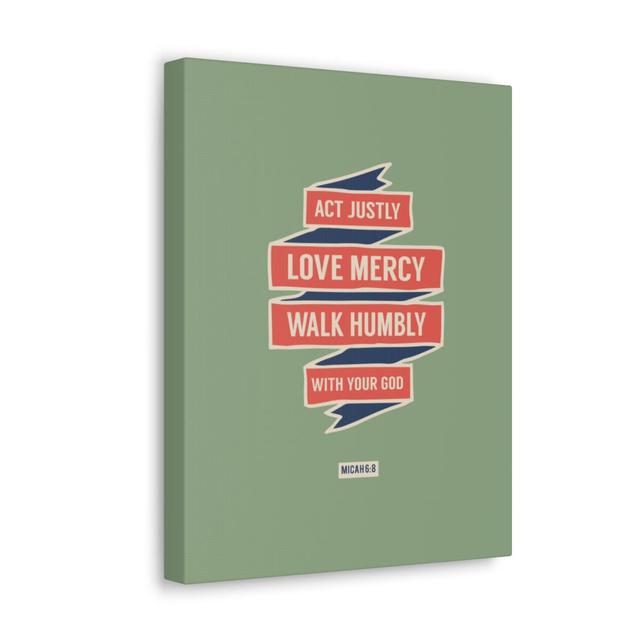 Walk Humbly with Your God Micah 6:8 - Wrapped Canvas Typography Blue Elephant on Productcaster.