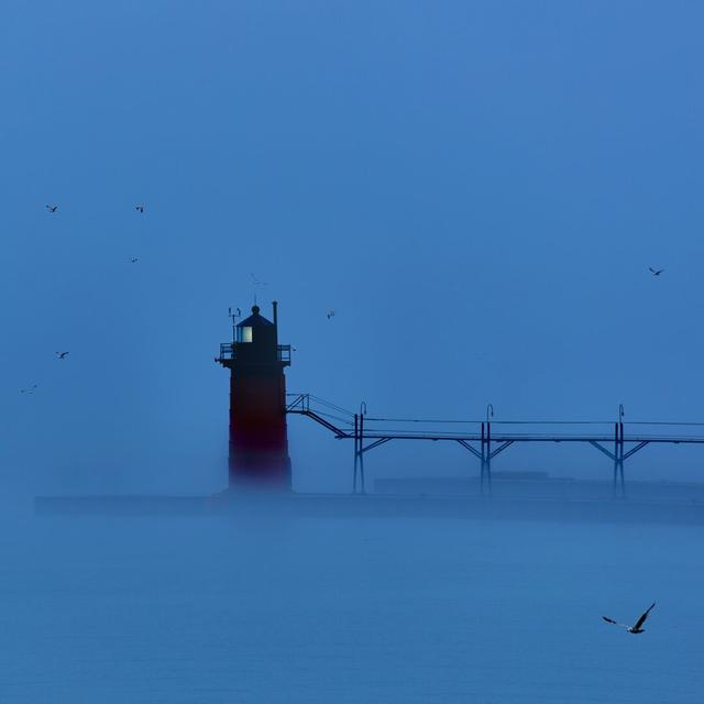 Lighthouse at Night II by James McLoughlin - Wrapped Canvas Photograph Longshore Tides Size: 30cm H x 30cm W on Productcaster.