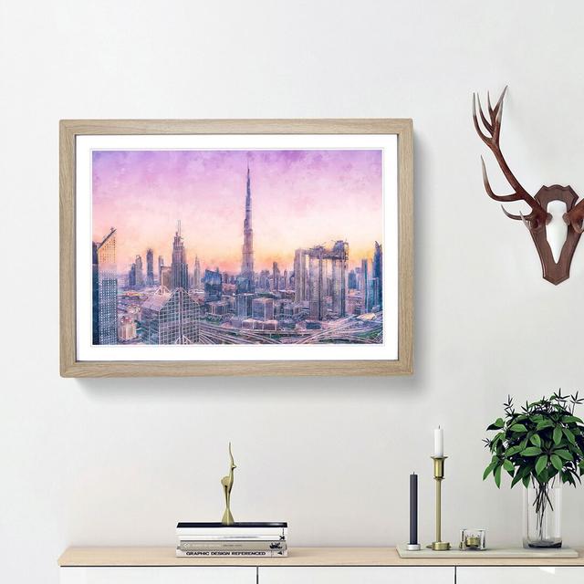 Dubai Skyline - Picture Frame Graphic Art Print East Urban Home Frame Option: Oak Framed, Size: 33cm H x 45cm W x 2cm D on Productcaster.