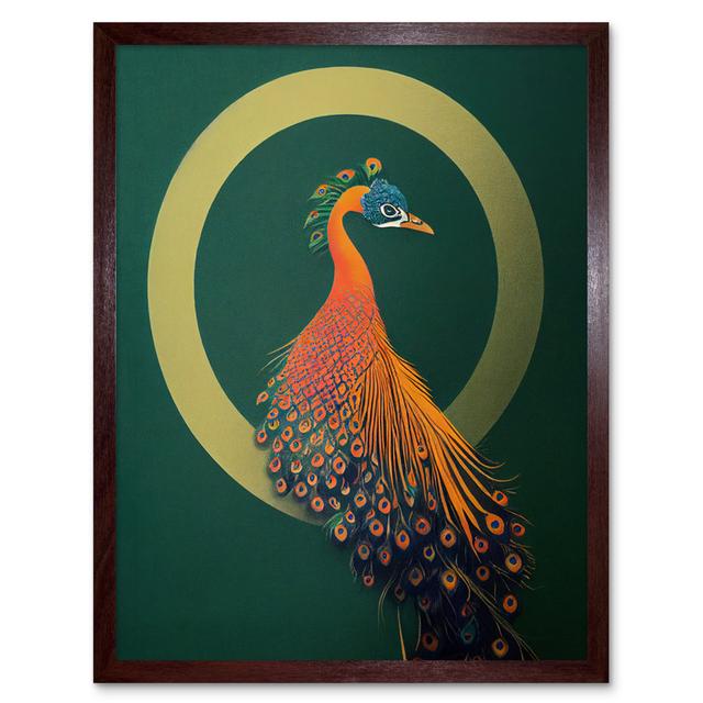 Glamorous Stylish Chic Modern Peacock - Art Prints Wee Blue Coo Size: 25.9cm H x 20.6cm W x 1.5cm D, Format: Brown Framed Paper on Productcaster.