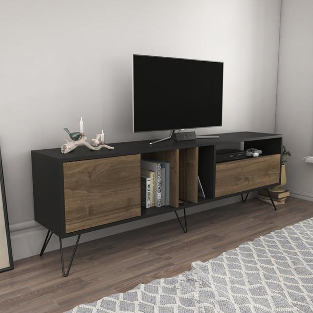 Agawam TV Stand for TVs up to 80" Hykkon Colour: Black on Productcaster.