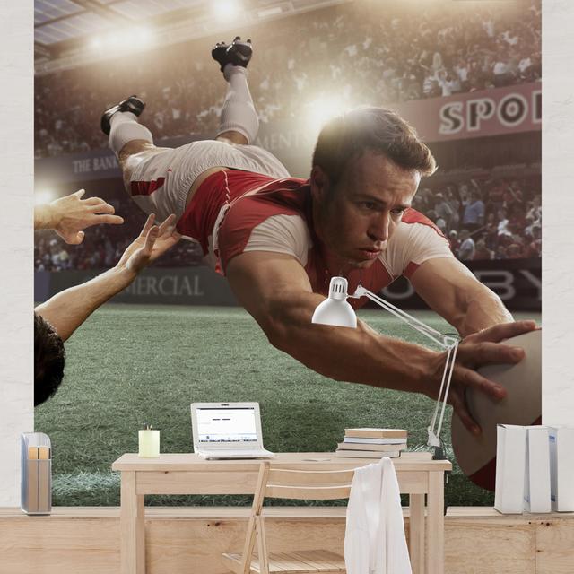 Rugby Action Semi-Gloss Wallpaper Roll East Urban Home Material quality: Standard (110g/m²), Size: 3.36m x 336cm on Productcaster.