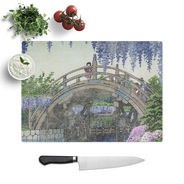 Tempered Glass Wisteria at Kameido by Hasui Kawase Chopping Board East Urban Home Size: 39 cm W x 28.5 cm L on Productcaster.