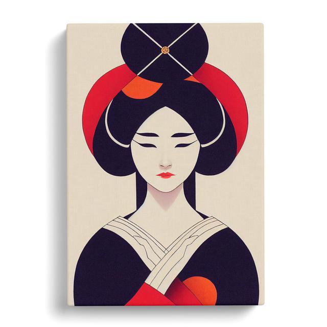 Geisha Art No.3 - Wrapped Canvas Graphic Art Marlow Home Co. Size: 60cm H x 40cm W x 3cm D on Productcaster.