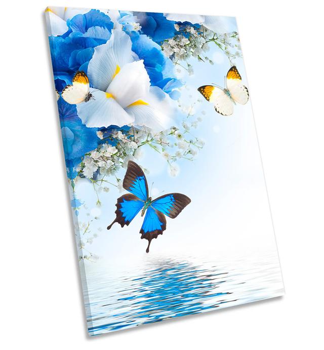 Flowers Butterflies Floral Framed CANVAS WALL ART Print Picture Marlow Home Co. Size: 36cm H x 24cm W x 4cm D on Productcaster.