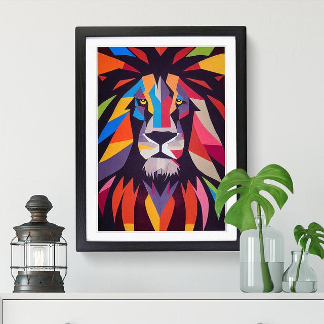 Lion Patchwork - Print Latitude Vive Size: 64cm H x 46cm W x 2cm D, Frame Option: Walnut on Productcaster.