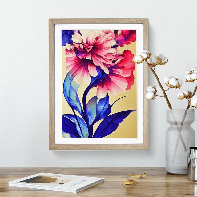 Stunning Watercolour Flowers No.4 - Single Picture Frame Painting Marlow Home Co. Size: 46cm H x 34cm W x 2cm D, Frame Colour: Oak Framed on Productcaster.