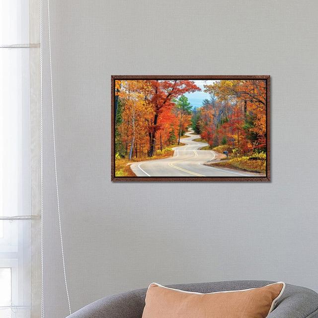 Winding Road by Nejdet Duzen - Print on Canvas Latitude Run Size: 45.72cm H x 66.04cm W x 3.81cm D, Format: Classic Brown Wood Framed on Productcaster.