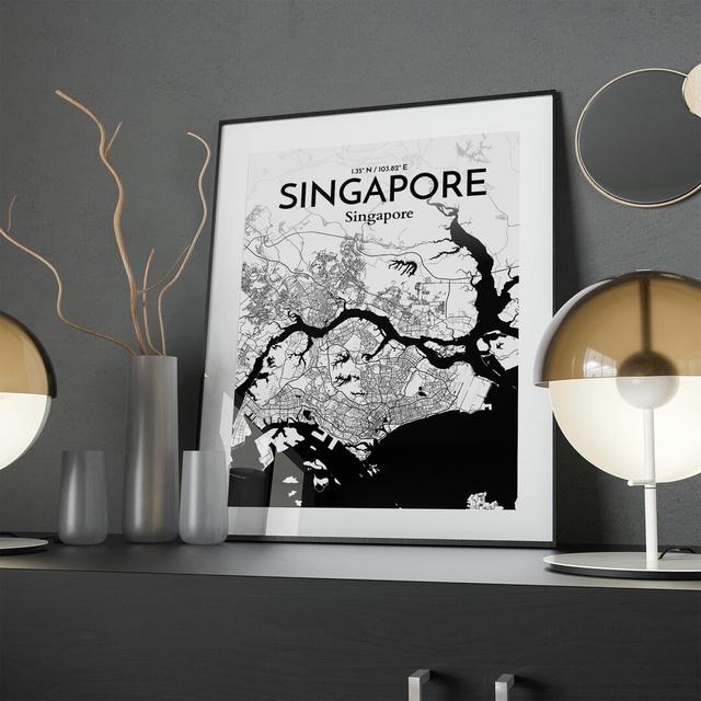 Singapore City Map in Ink - Graphic Art Print on Paper Borough Wharf Size: 24cm H x 18cm W x 0.05cm D on Productcaster.