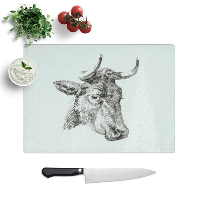 Tempered Glass an Illustration of a Cow Chopping Board East Urban Home Size: 28.5 cm W x 20 cm L on Productcaster.