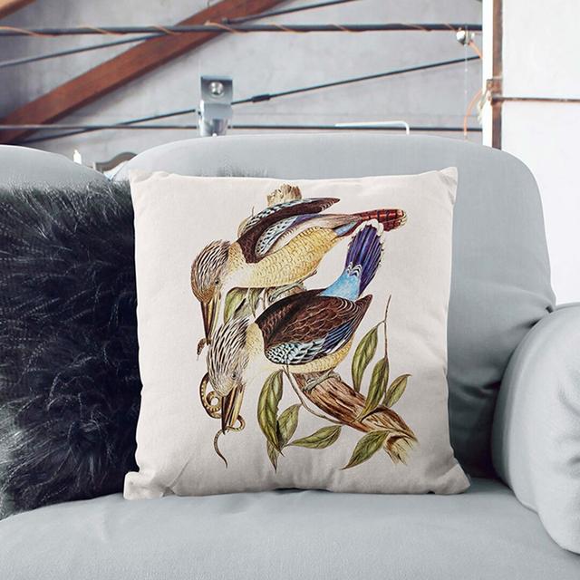 Fawn-Breasted Kingfishers by Elizabeth Gould Cushion with Filling East Urban Home Backing Colour: Black, Size: 55cm H x 55cm W x 20cm D on Productcaster.