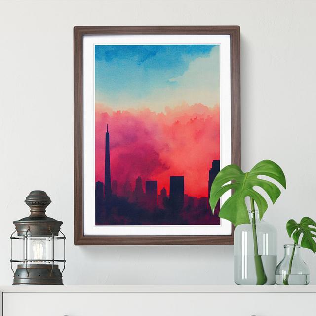 City Skyline In Watercolour No.5 - Single Picture Frame Print 17 Stories Size: 64cm H x 46cm W x 2cm D, Frame Colour: Walnut on Productcaster.