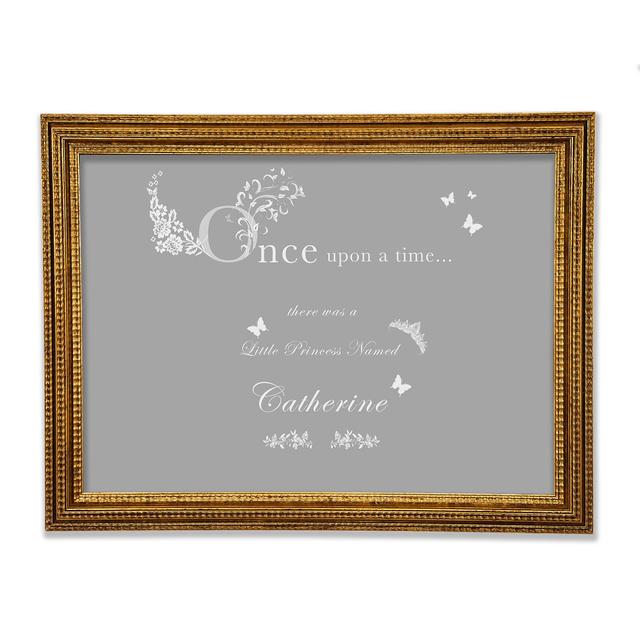 Girls Room Quote Once Upon A Time Your Name Framed Print Happy Larry Colour: Grey White, Size: 42cm H x 59.7cm W x 3cm D on Productcaster.