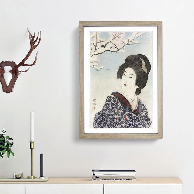 Beauty and a Plum Tree by Ito Shinsui - Picture Frame Painting Print on Paper East Urban Home Frame Option: Oak Framed, Size: 63cm H x 45cm W x 2cm D on Productcaster.