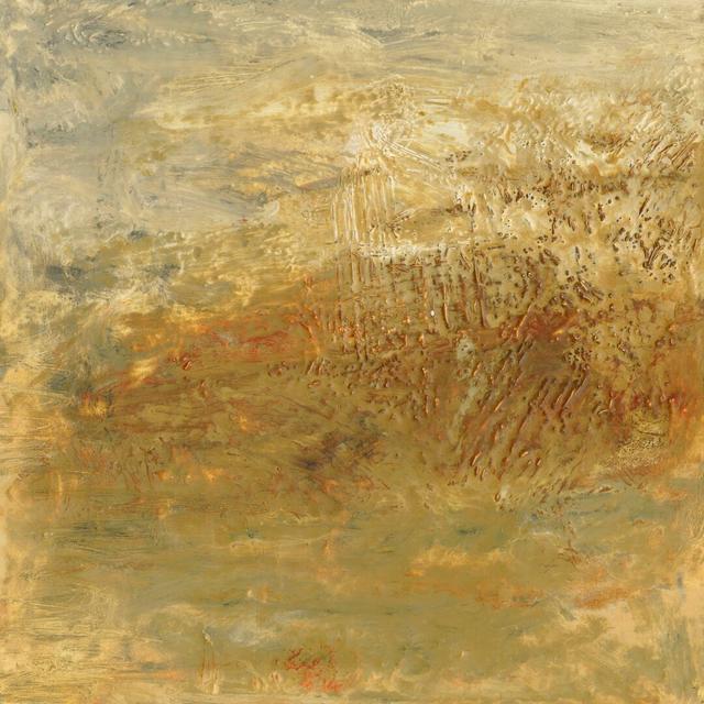 Encaustic Tile In Orange II by Sharon Gordon - Wrapped Canvas Painting Williston Forge Size: 91cm H x 91cm W x 3.8cm D on Productcaster.