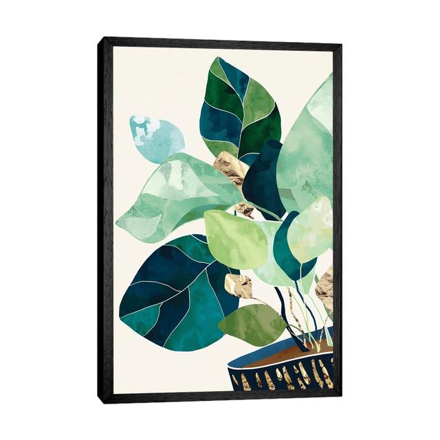 Indigo Plant II - Graphic Art Print on Canvas 17 Stories Format: Black Framed, Size: 66.04cm H x 45.72cm W x 3.81cm D on Productcaster.