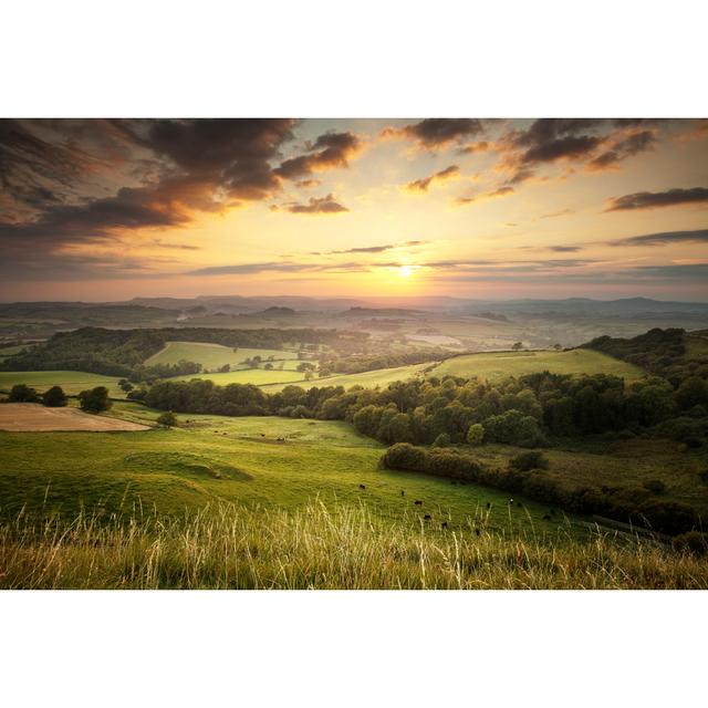 Sunset over the Green Hills by Blackbeck - Wrapped Canvas Print Alpen Home Size: 61cm H x 91cm W on Productcaster.