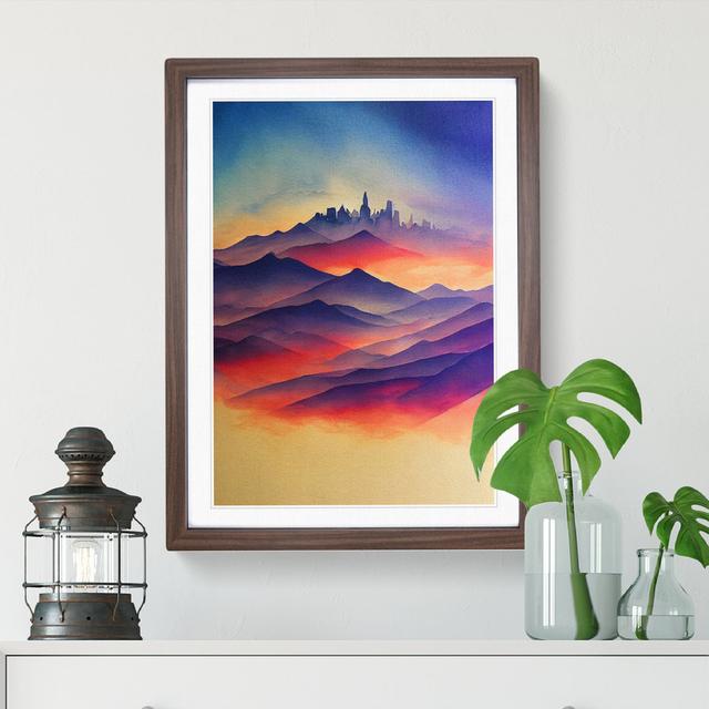 Watercoloured Mountain Landscape - Single Picture Frame Print Alpen Home Frame Colour: Walnut Framed, Size: 64cm H x 46cm W x 2cm D on Productcaster.